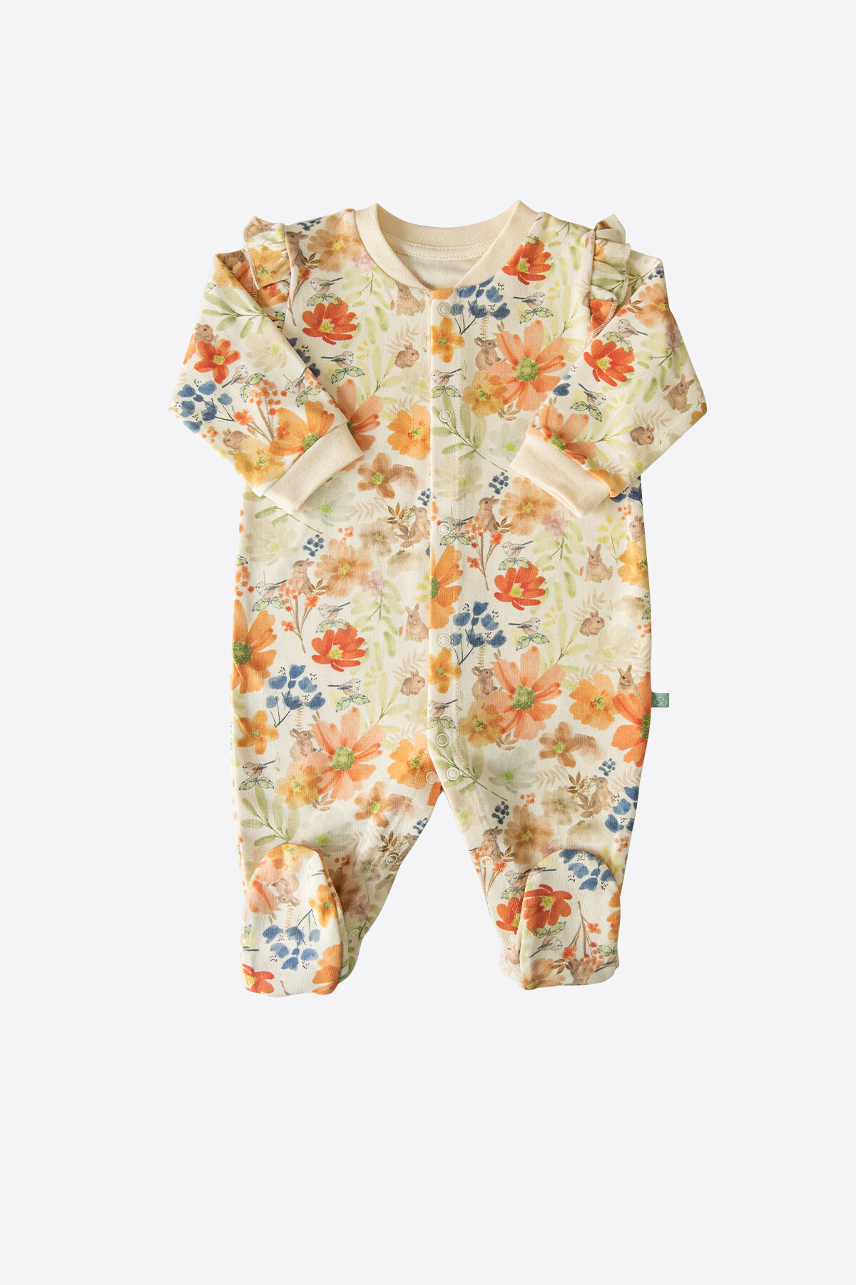 Kitikate Organik Floom Şapkalı Tulum S43019