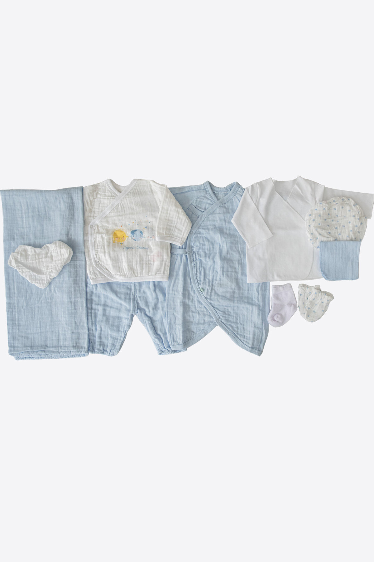 Kitikate Bebek Organik Dreams Müslin Erkek 10'lu Hastane Çıkış Seti S60232