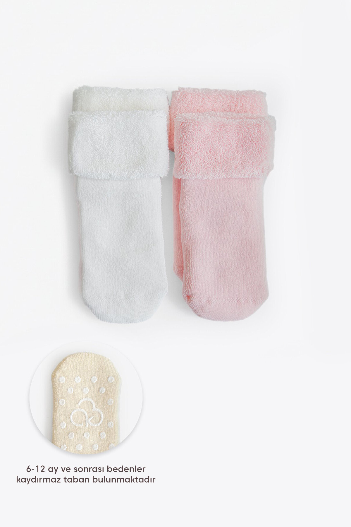 Kitikate Bebek Organik Basic 2'li Havlu Çorap S60959