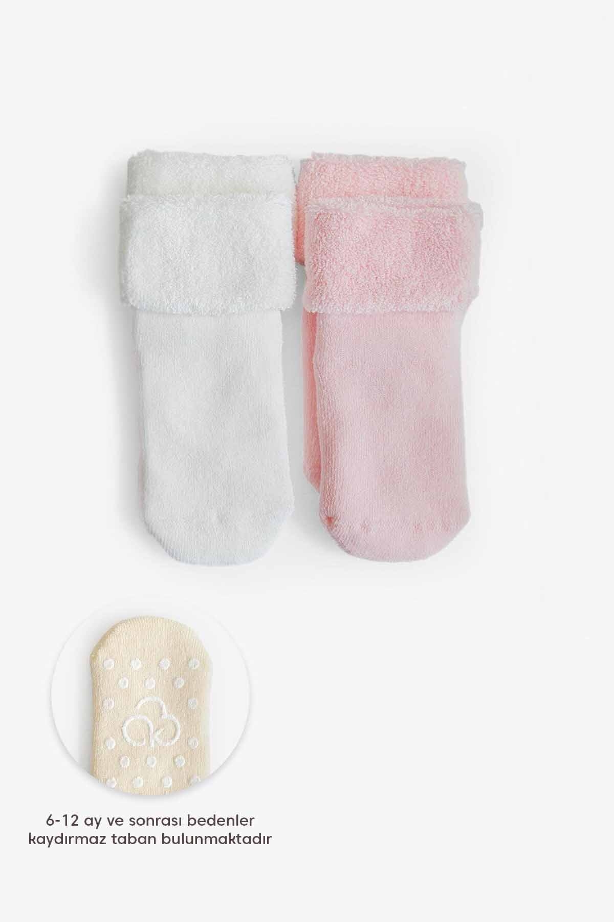 Kitikate Bebek Organik Basic 2'li Havlu Çorap S60959