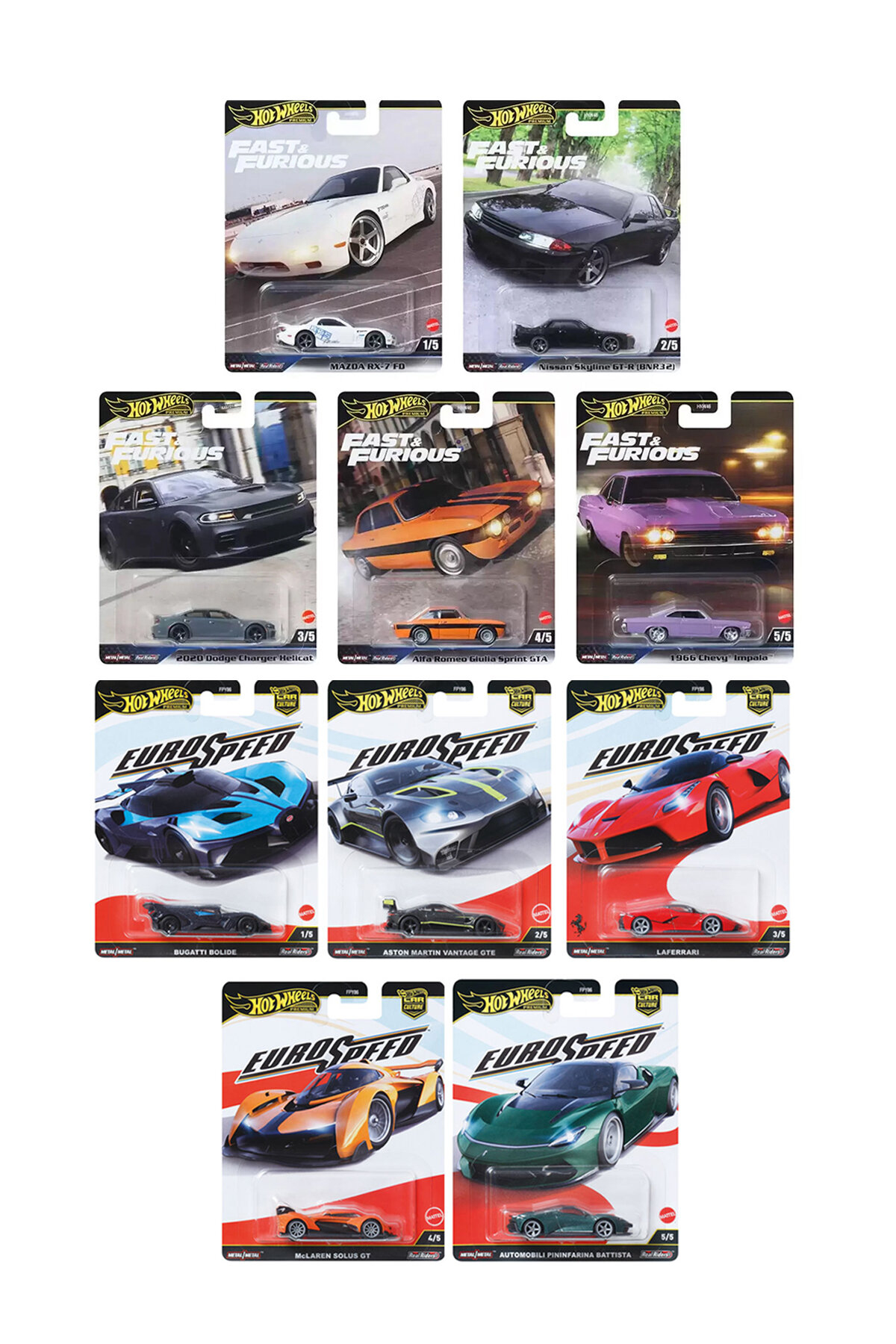 Hot Wheels Premium 10'lu Set FPY86-976L+HNW46-979K