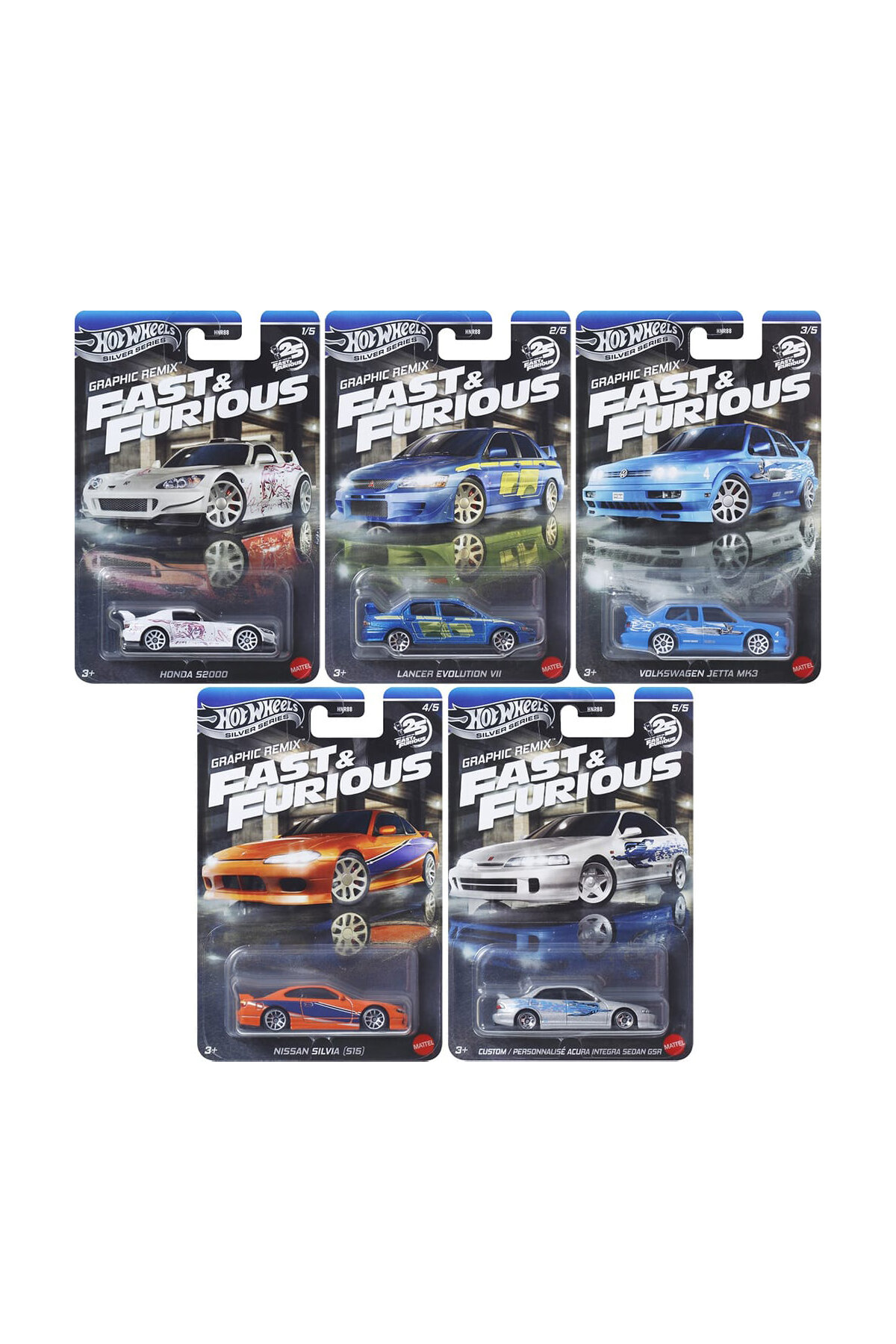 Hot Wheels Silver Series Fast Furious HNR88-979L 5'li Set