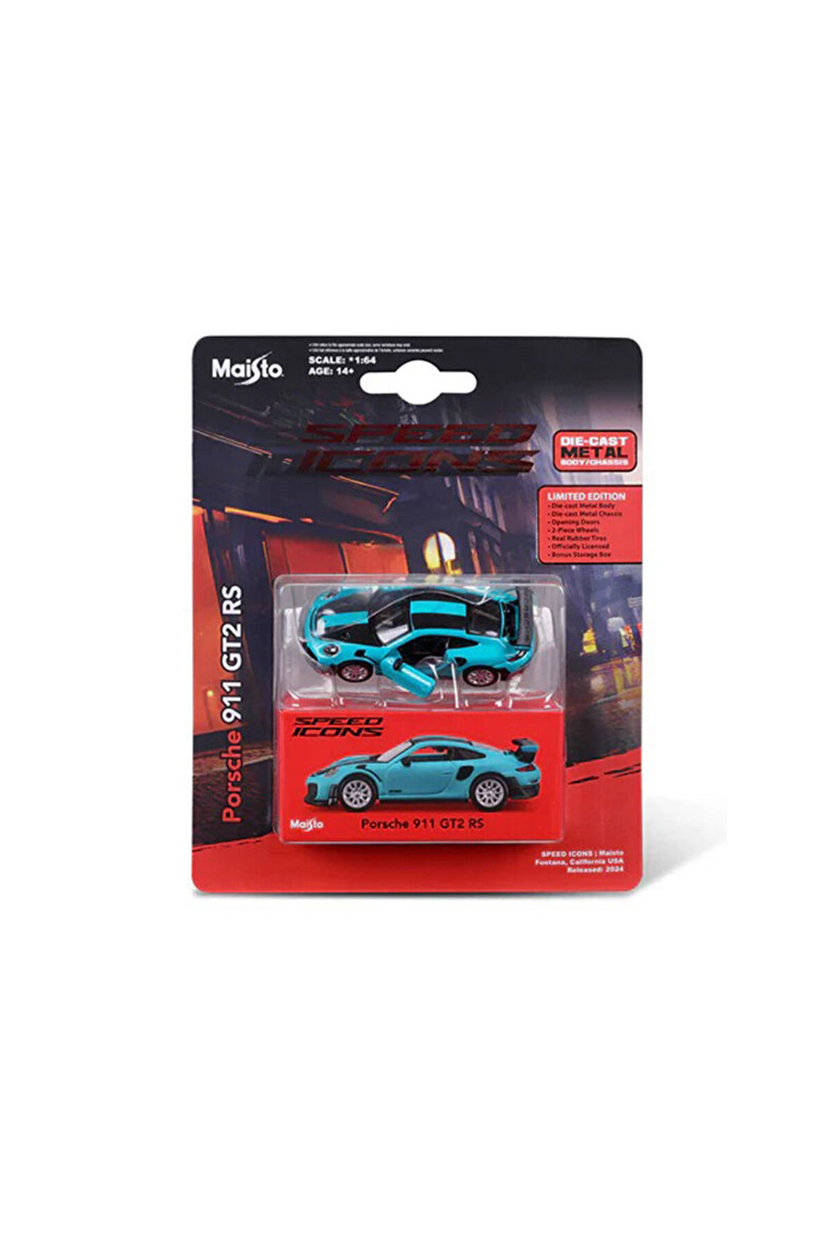 Maisto Speed Icons 1:64 Porsche 911 GT2 RS Miami Mavi