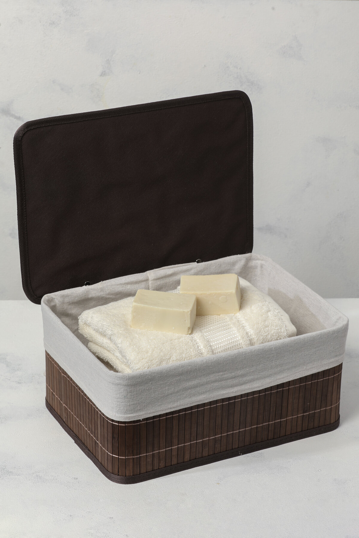 Hometime Kapaklı Bambu Sepet 36x26 cm Kahverengi