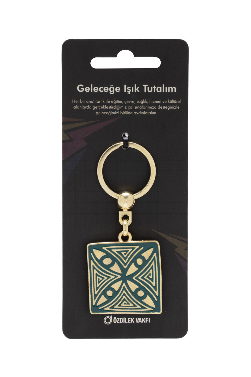 Anahtarlık Metal Etnik Desen Kare