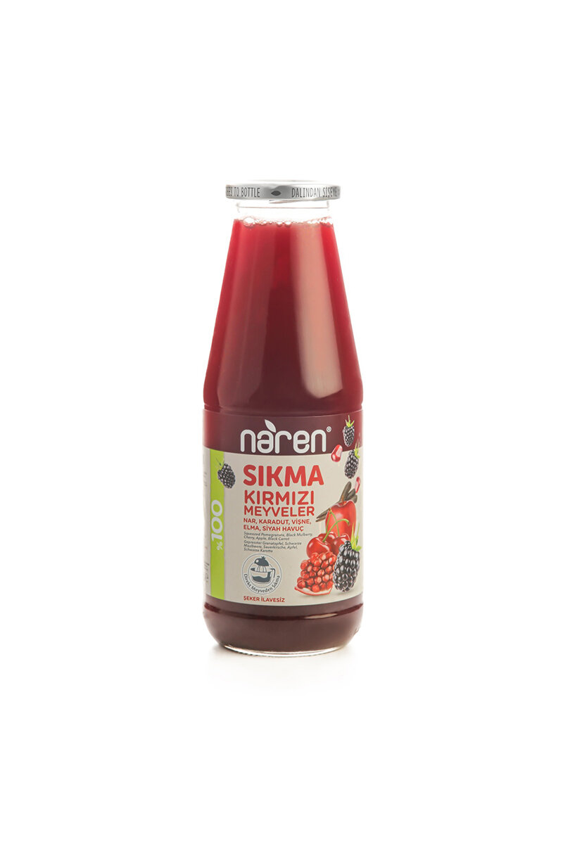 Naren %100 Sıkma Kırmızı Meyveli Meyve Suyu Cam 720 ml