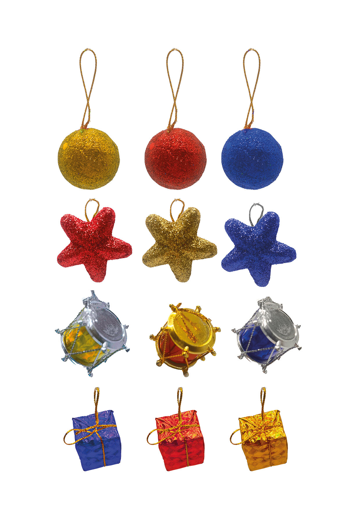 Waldern 12'li Karışık Süs Cici Top 3 cm 6 Parlak 6 Simli