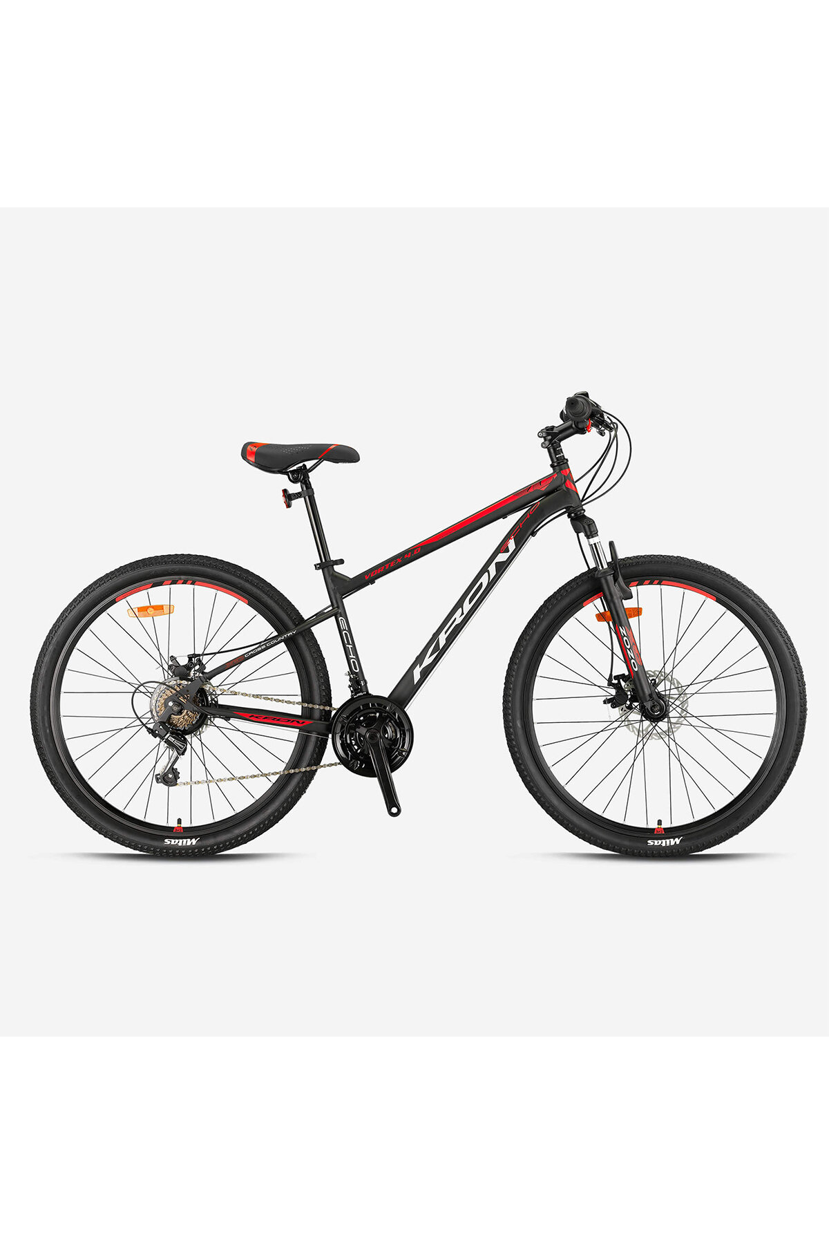 Kron Bisiklet VORTEX 4.0 - 27.5" MTB - 17' - 21 Vites - M.DISC - Mat Siyah-Gri/Kırmızı