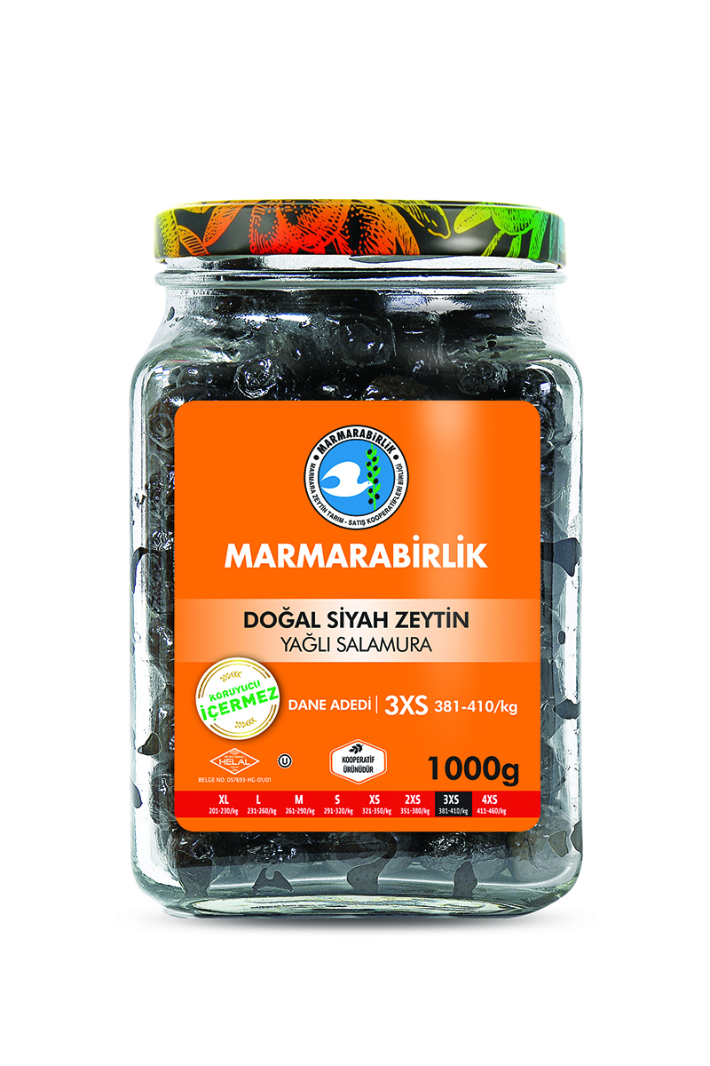 Marmarabirlik Zeytin Lüks 1 Kg Cam(381-410 Klb)