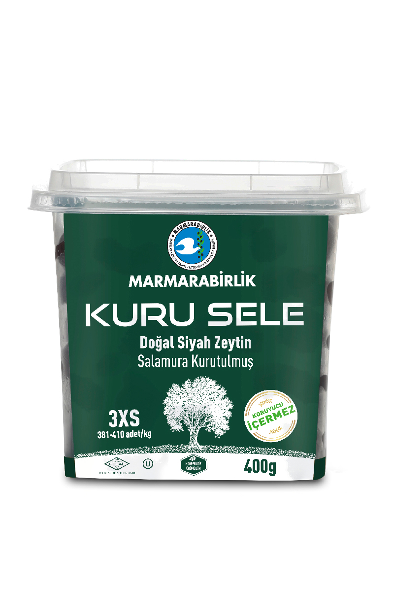 Marmarabirlik Siyah Zeytin Kuru Sele 400 G (Az Tuzlu)