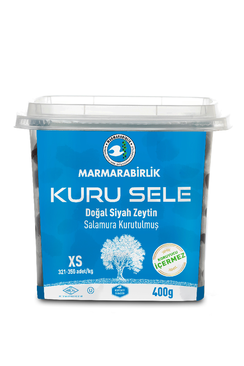 Siyah Zeytin Kuru Sele (290-320 ) Az Tuzlu 400 G Marmarabirlik