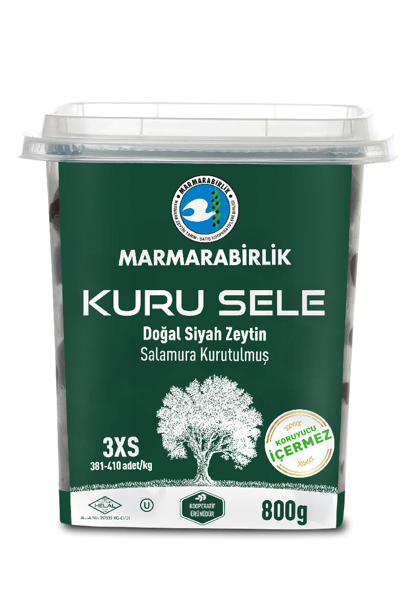 Marmarabirlik Siyah Zeytin Kuru Sele 800 G (Az Tuzlu)