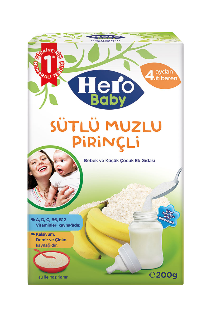 Hero Baby Sütlü Muzlu Pirinçli Kaşık Maması 200 g Mama