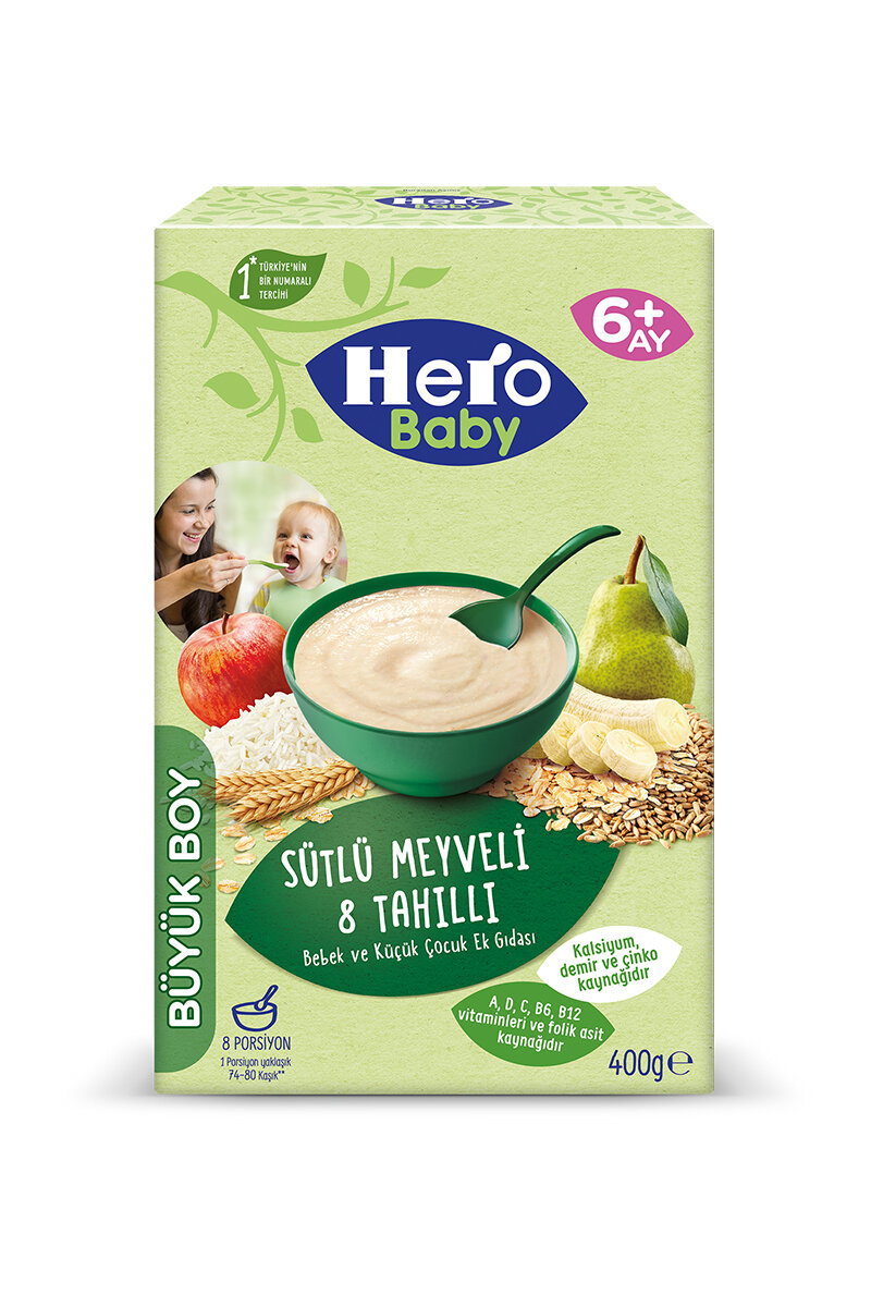 Hero Baby 8 Tahıllı Meyveli Kaşık Maması 400 g Mama