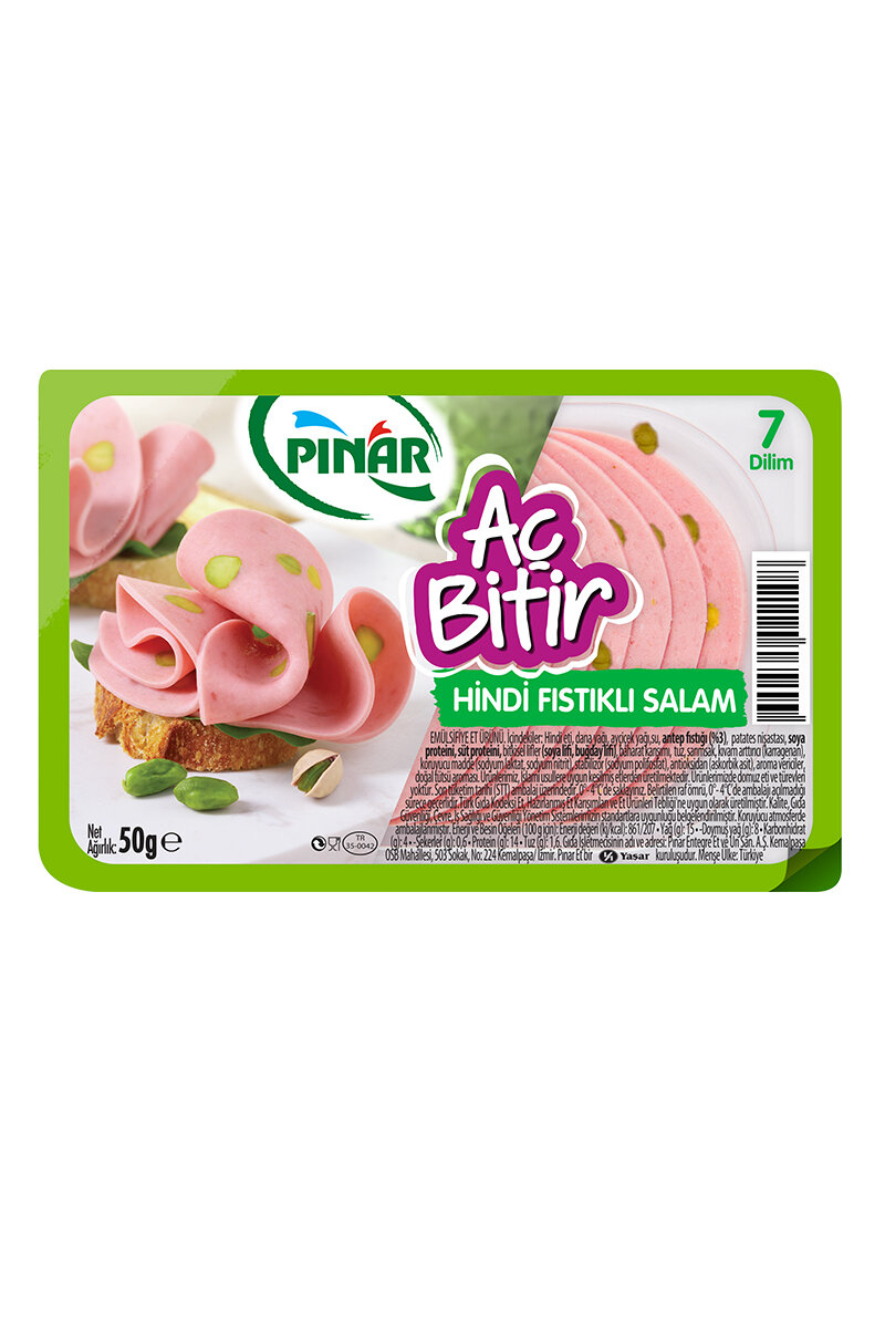 Pınar Hindi Aç Bitir Fıstıklı Salam 50 G
