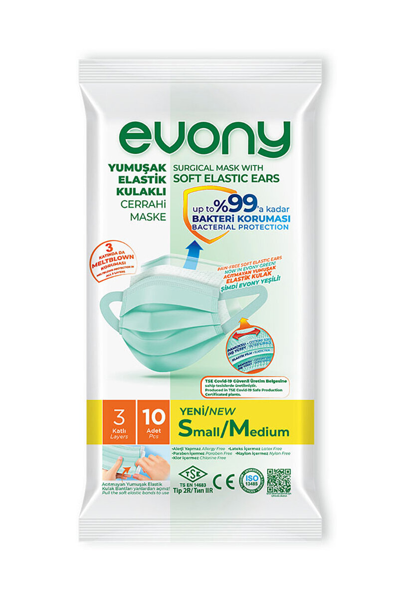 Medical Maske Evony S/M Ara Boy 10'lu