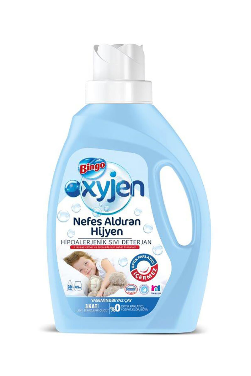 Bingo Oxyjen Sıvı Çamaşır Deterjanı Renkliler ve Beyazlar 30 Yıkama 1950 ml