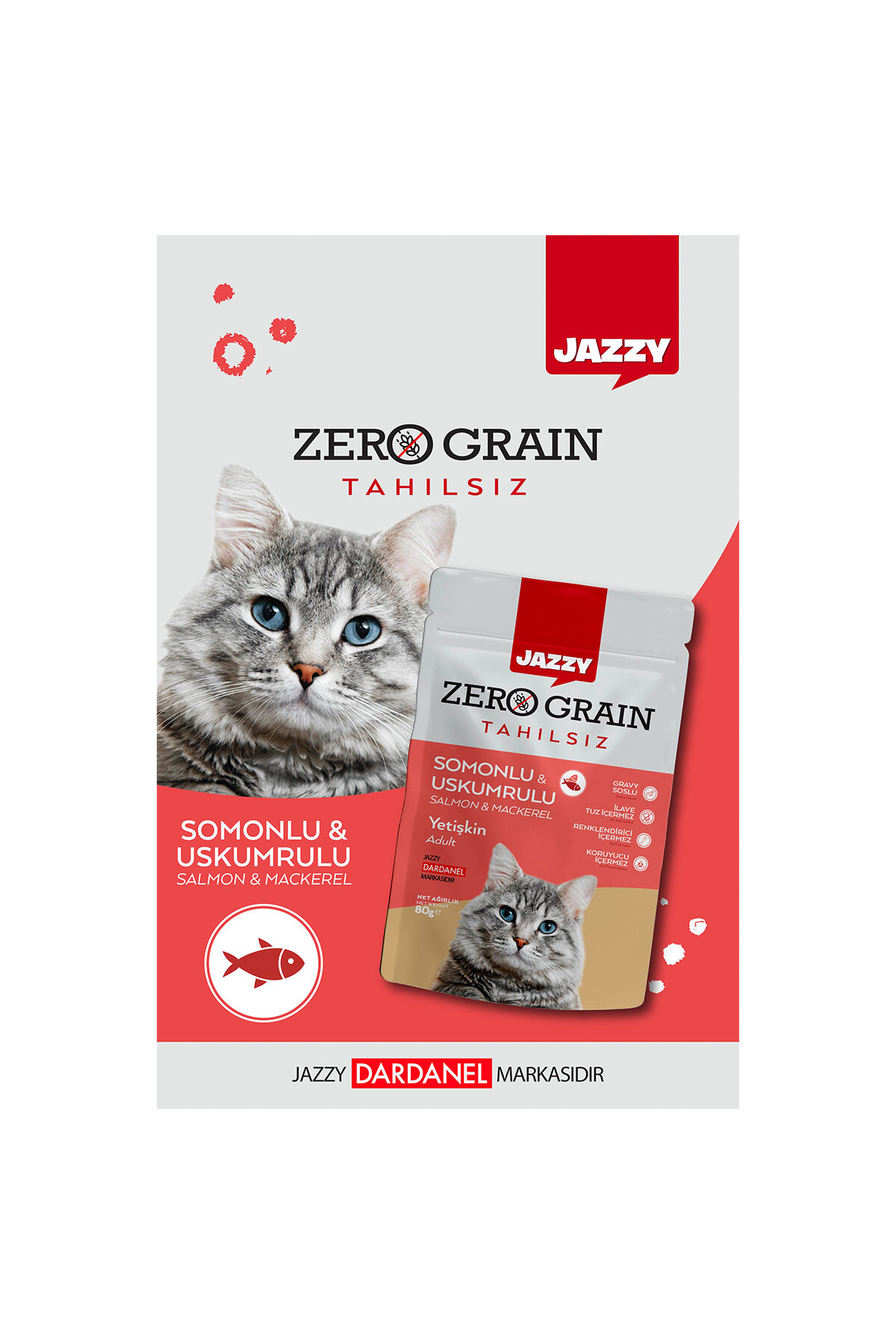 Jazzy Kedi Maması Uskumru- Somon 80 Gr