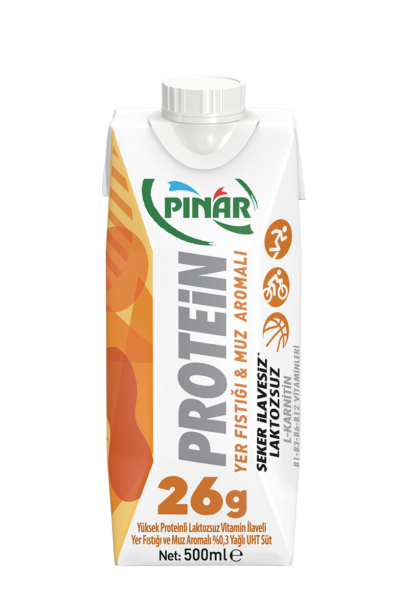 Pınar Laktozsuz Protein Yer Fıstığı-Muz Aromalı Süt 500 Ml
