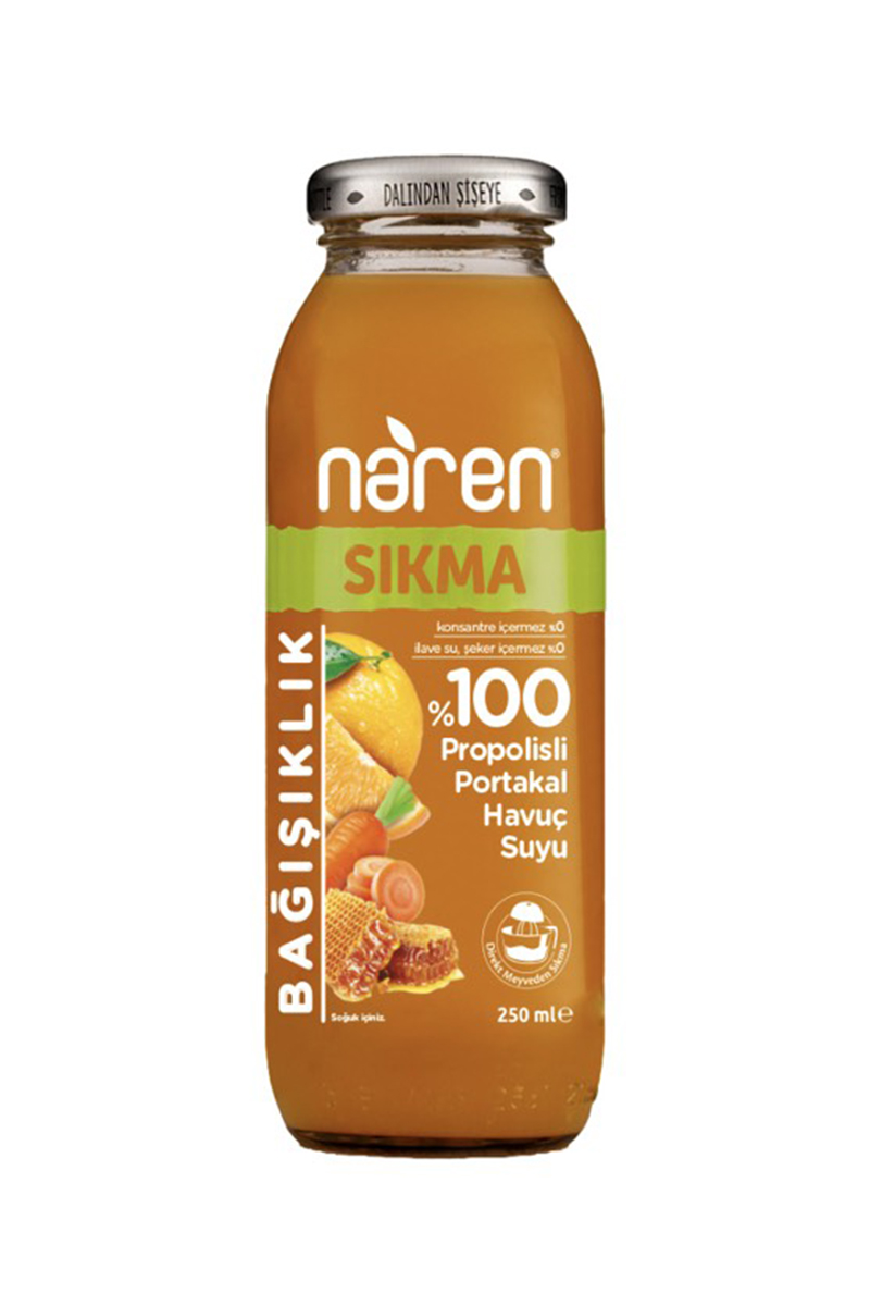 Naren %100 Sıkma Propolisli Portakal Havuç Suyu 250 ml