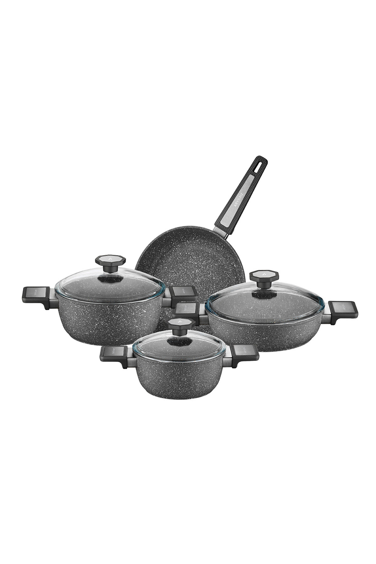 Ar Yıldız Vortex Tencere Seti Granitium 7 Parça