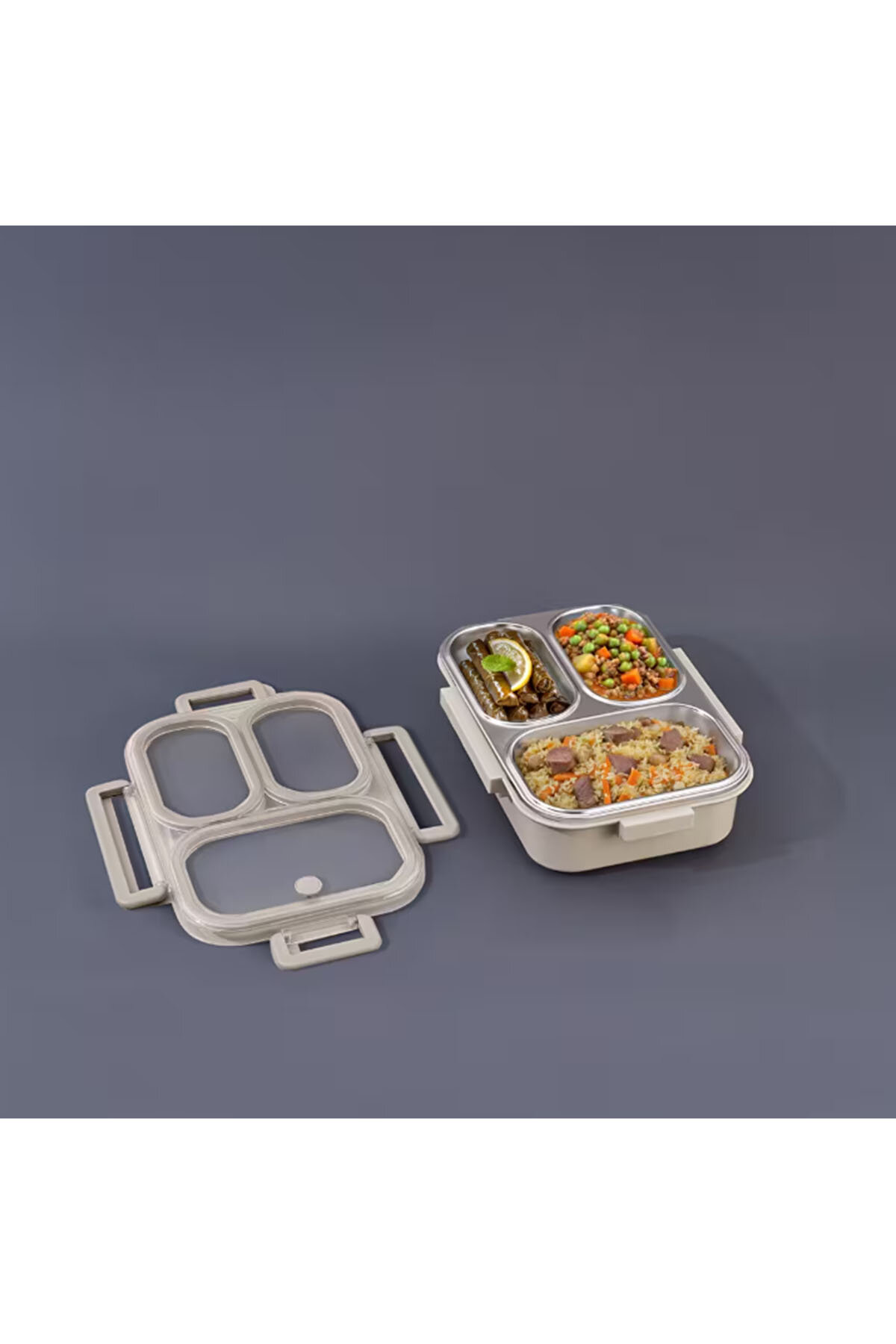 Ar Yıldız Bento Lunch Box Beige 3 Bölmeli