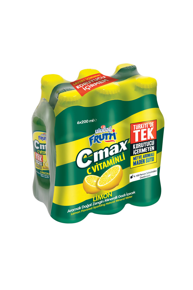Uludağ Frutti C-Max Limon Aromalı Maden Suyu 6X200 ml