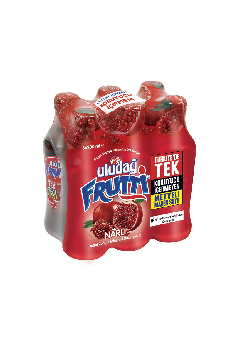 Uludağ Frutti Nar Aromalı Maden Suyu 6X200 ml