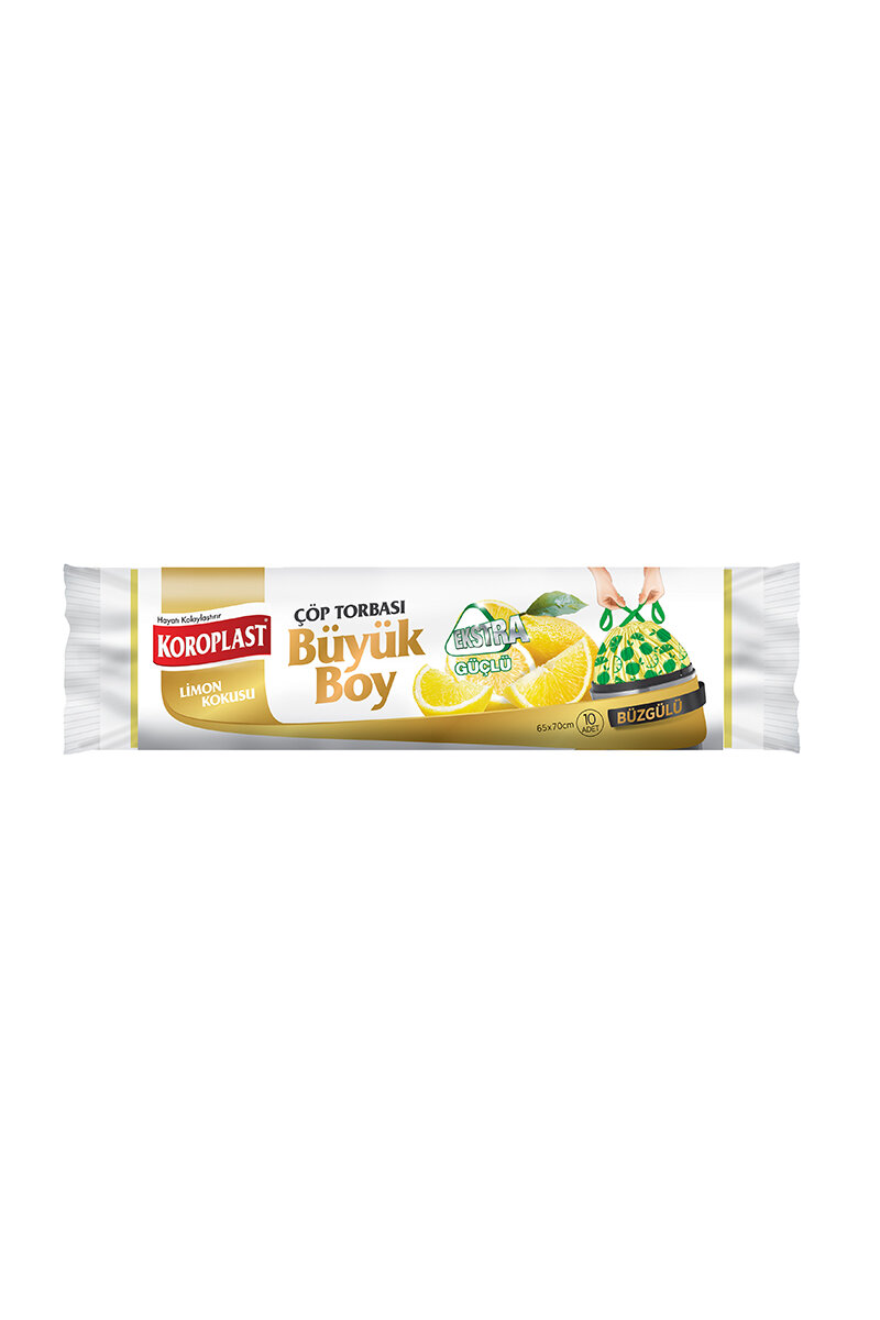 Koroplast Çöp Torbası Ekstra Güçlü Limon Büzgülü Büyük Boy 10'lu