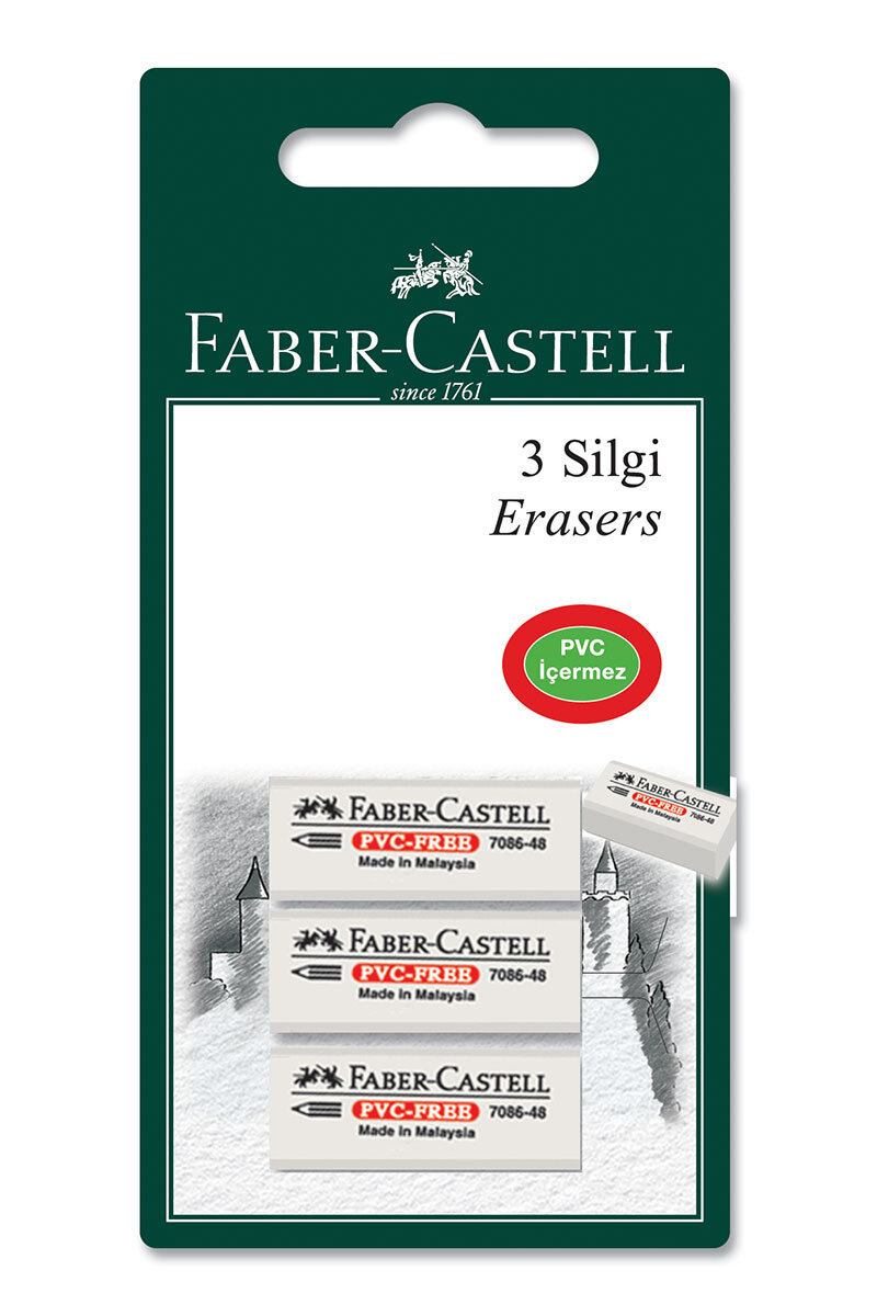 Faber Castell 3'lü Beyaz Silgi 7086/48