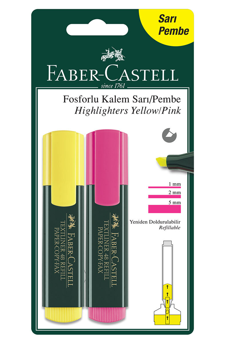Faber Castell 2'li Fosforlu Kalem (Sarı,Pembe)