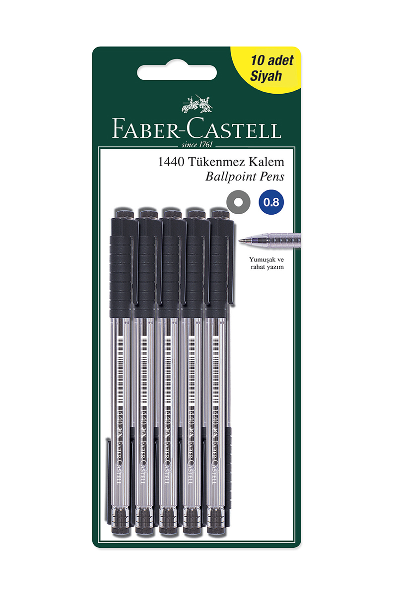 Faber Castell 10'lu Siyah Tükenmez Kalem