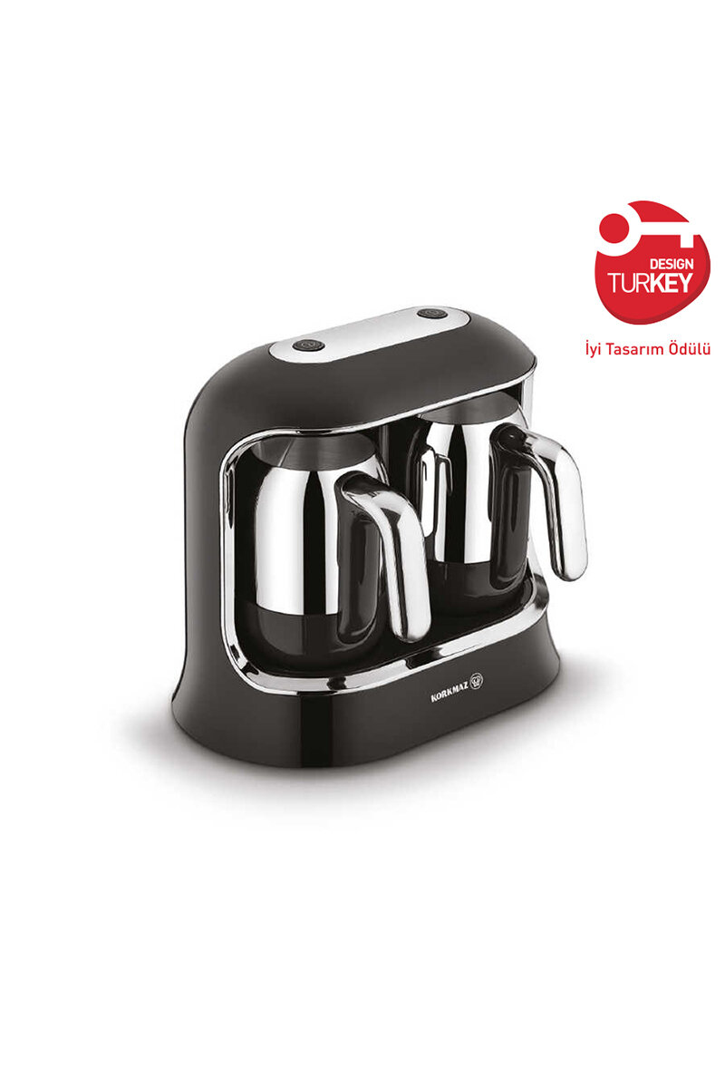 Korkmaz A861-01 Kahvekolik Twin Siyah/Krom Türk Kahve Makinesi