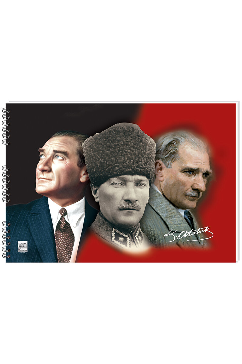 Resim Defteri Keskin Color 35X50 cm 15 Yaprak Spiralli Karton Kapak Atatürk Baskılı