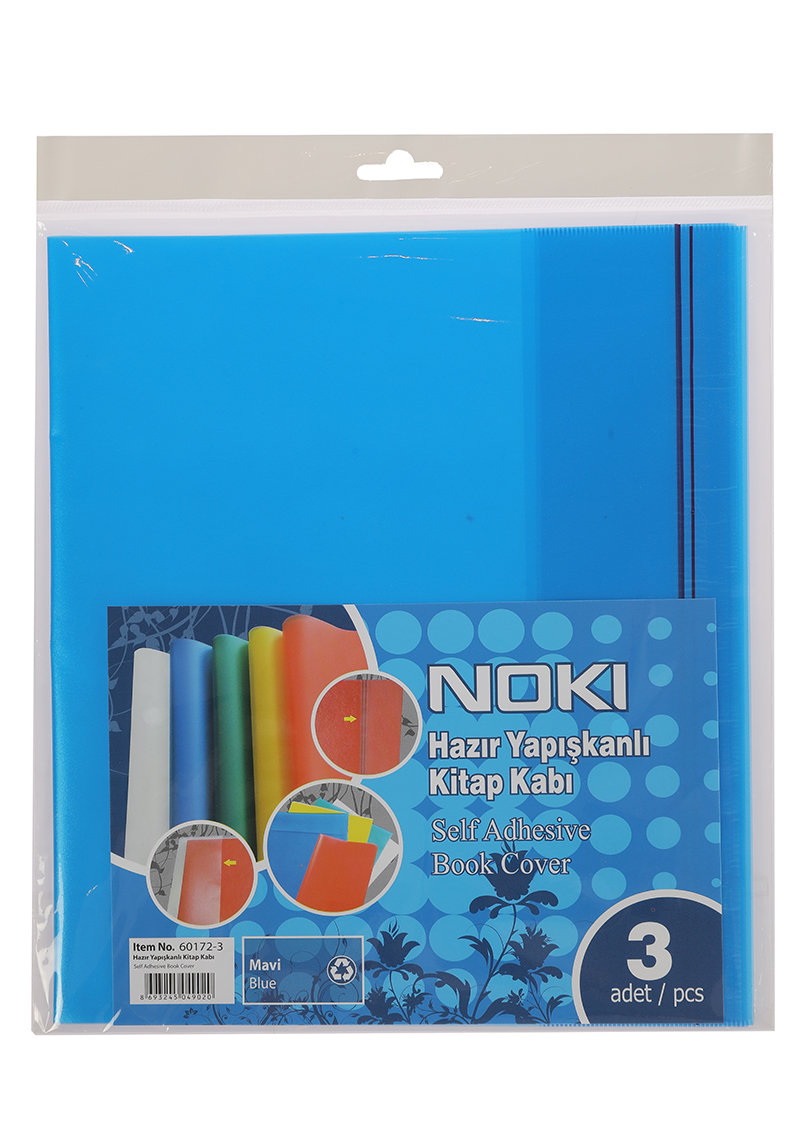 Noki Hazır Yapışkanlı Kitap Kabı Mavi 3'lü