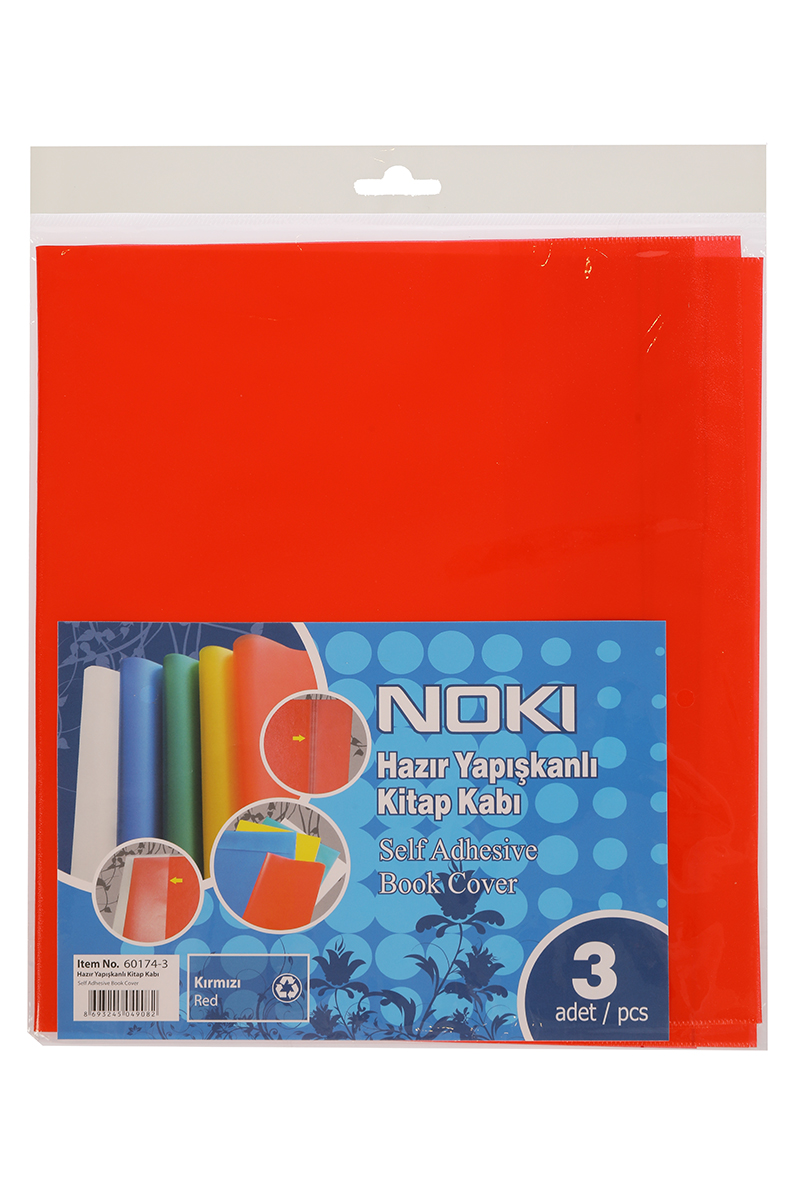 Noki Hazır Yapışkanlı Kitap Kabı Kırmızı 3'lü