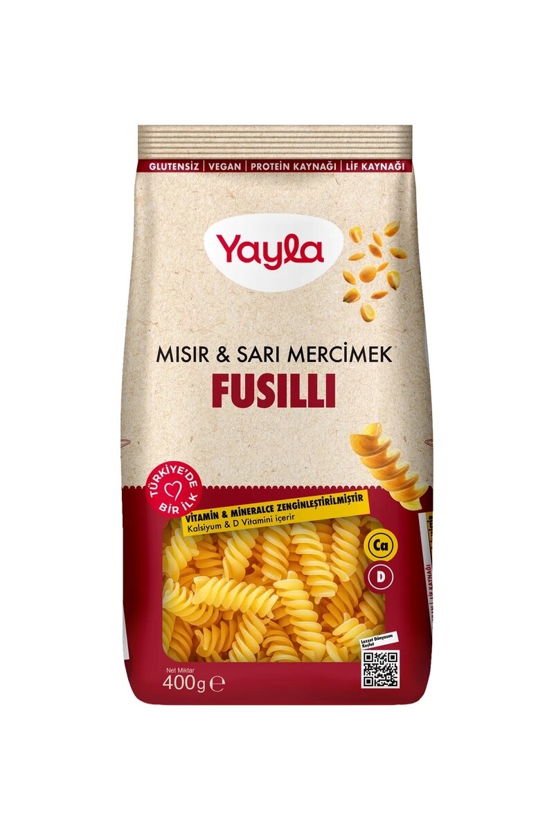 Yayla Mısır ve Sarı Mercimek Fusilli Makarna 400 g