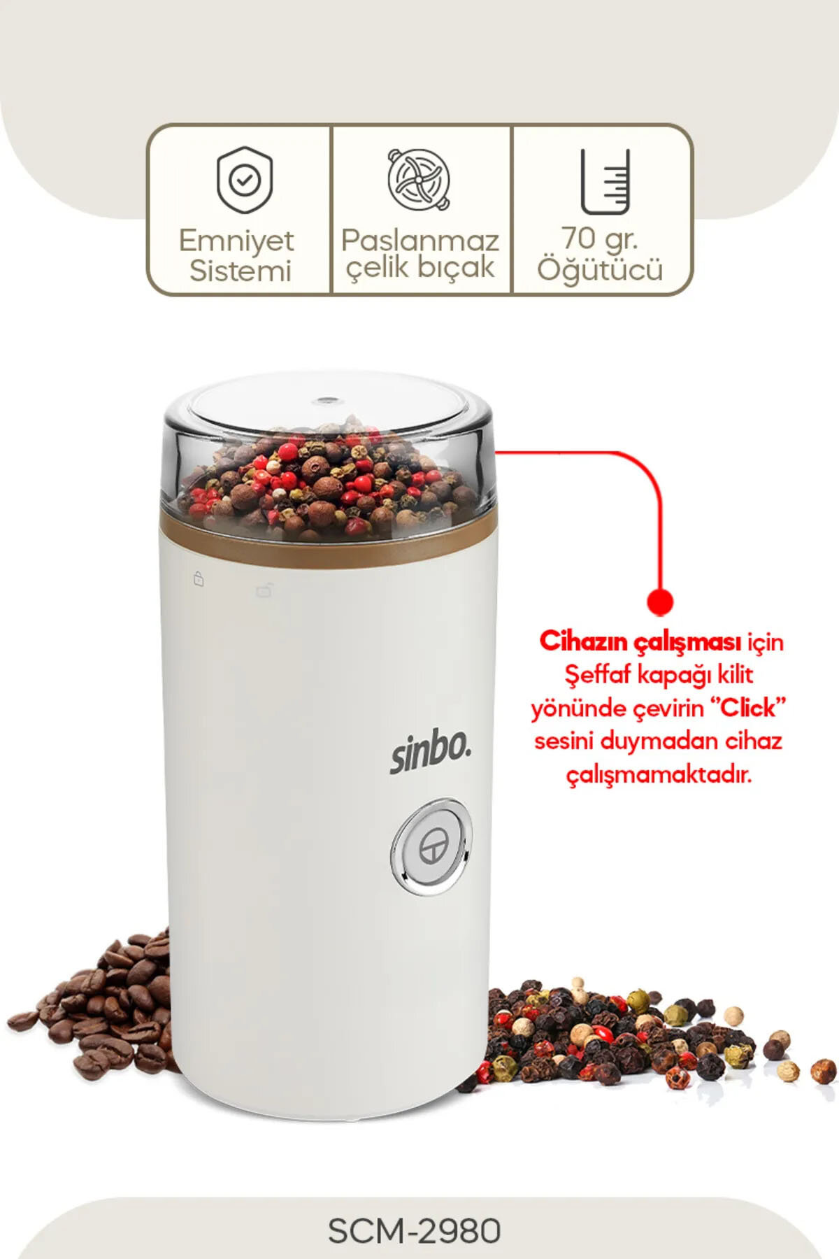 Sinbo Kahve ve Baharat Öğütücü SCM-2980