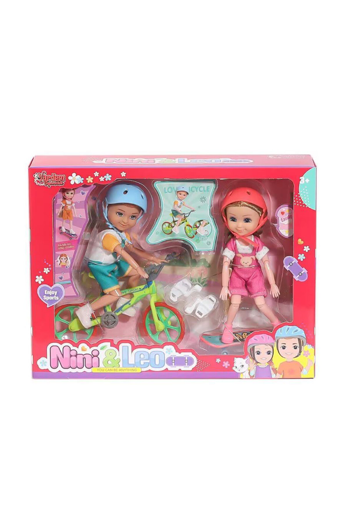 Vardem Aksesuarlı Sporcu Kaykaylı Bisikletli Bebek Oyun Seti