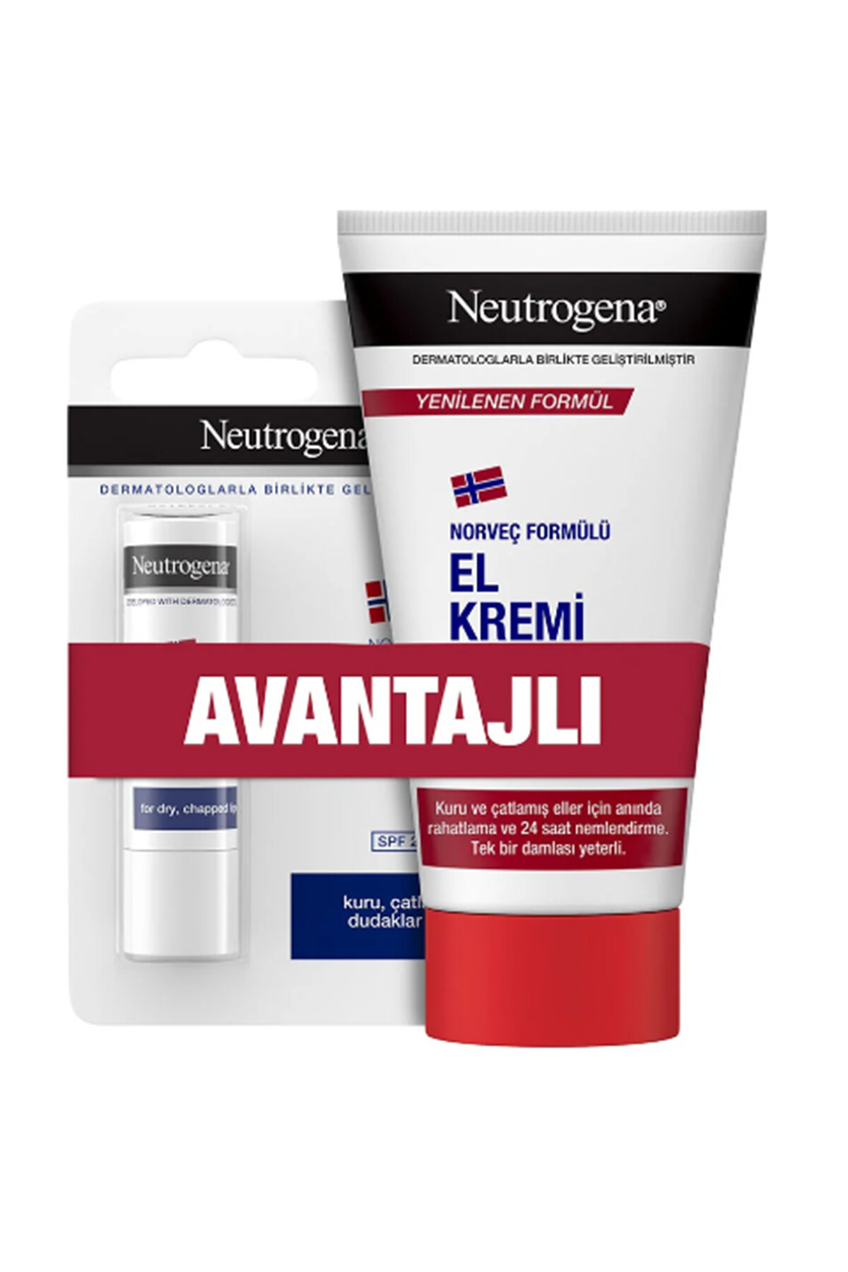 Neutrogena El Kremi Parfümsüz 75 ml+Dudak Nemlendirici Balm