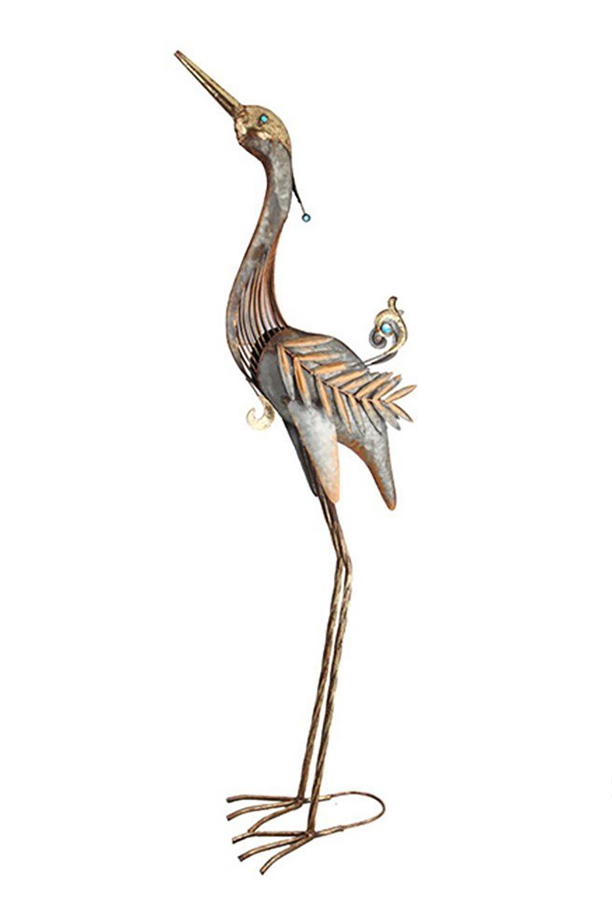 Sembol Metal Uzun Flamingo Obje Opak Gri 20x14x118 cm