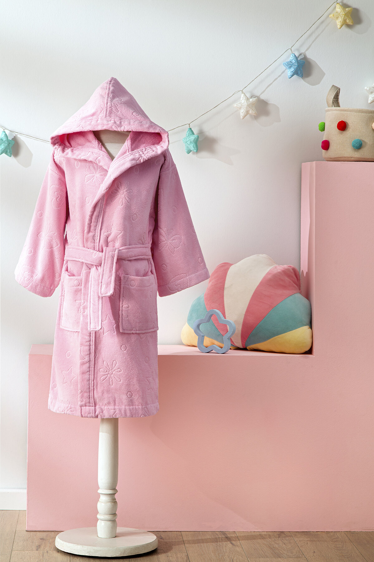 Özdilek Girl Butterfly Kapüşonlu Kadife Çocuk Bornozu 3/4 Yaş