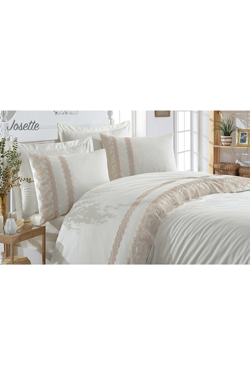 Özdilek Josette Çift Kişilik Güpürlü Saten Nevresim Takımı
