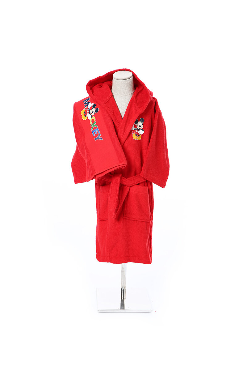Özdilek Mickey Mouse Red Disney Lisanslı Çocuk Bornoz Seti 9/10 Yaş