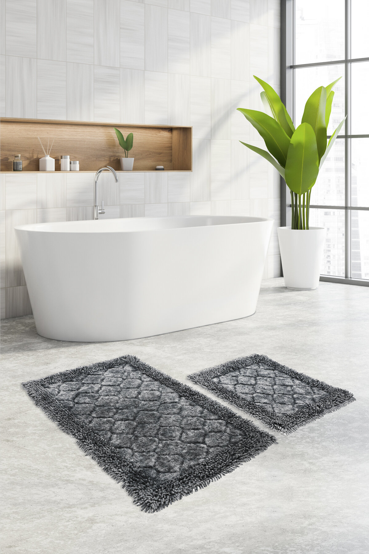 Özdilek Damask 2'li Eskitme Banyo Paspası