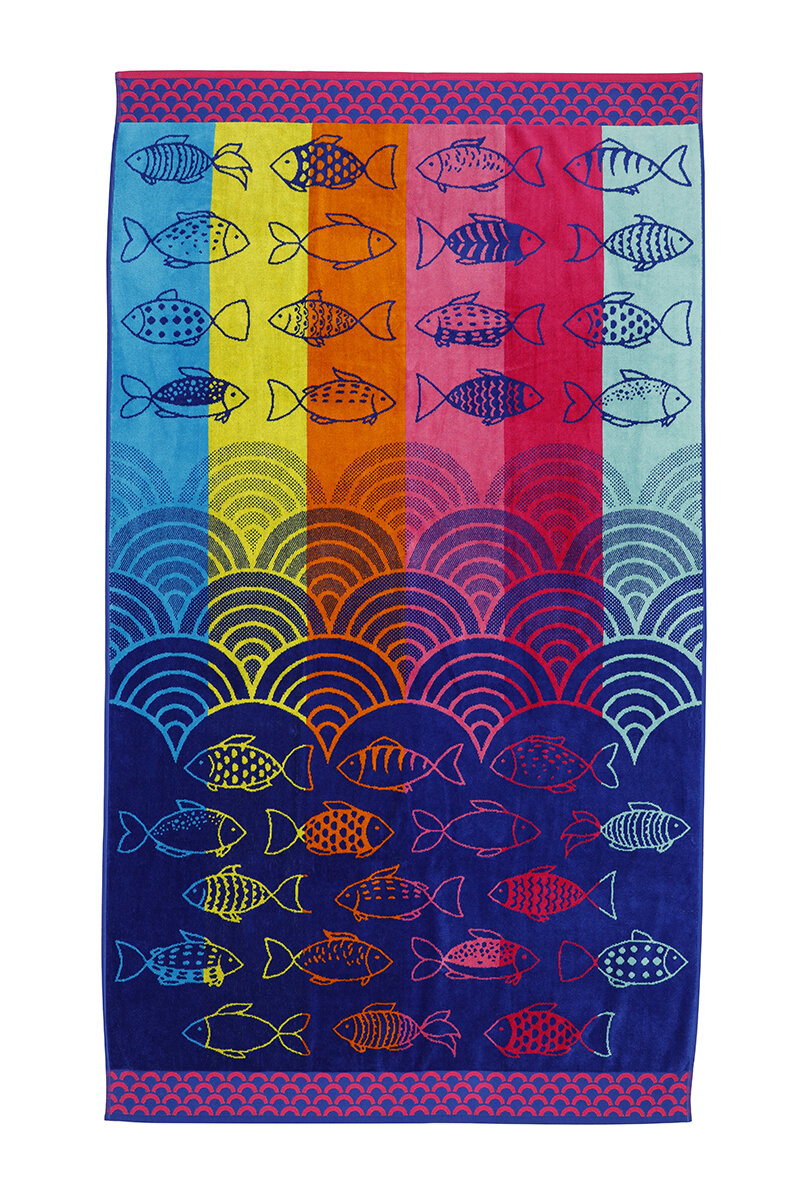 Özdilek Saint Tropez Fish On Rainbow Kadife Plaj Havlusu 101x178 cm