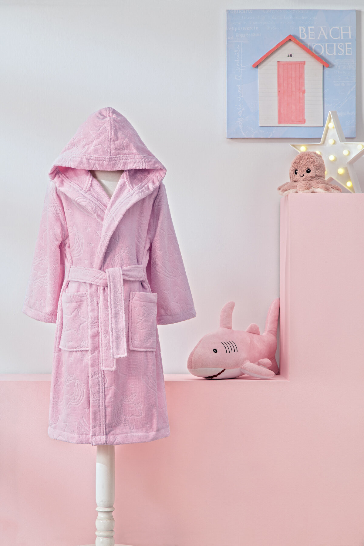 Özdilek Girl Unicorn Kapüşonlu Kadife Çocuk Bornozu 1/2 Yaş