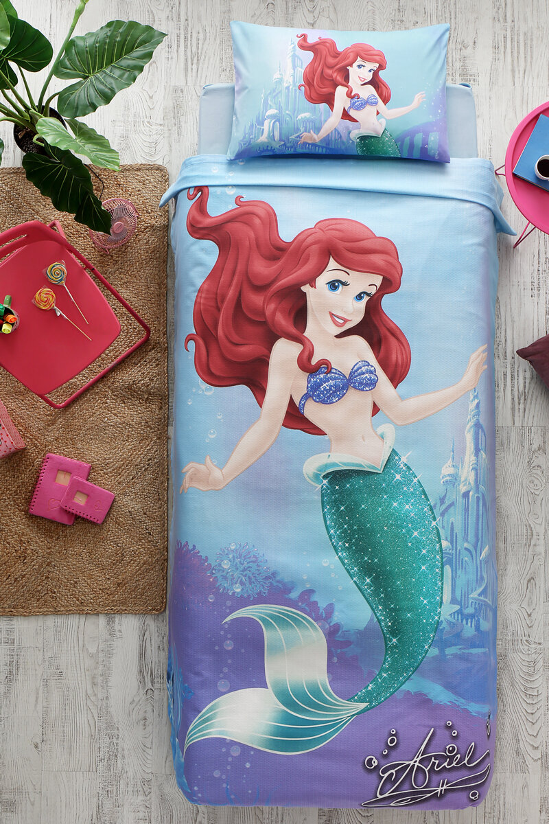 Özdilek Princess Ariel Tek Kişilik Disney Lisanslı Çocuk Pike Takımı