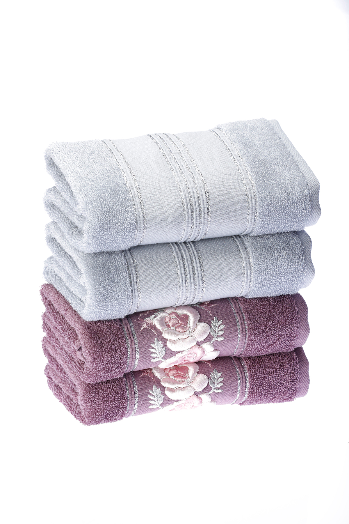 Özdilek Shine Kelebek Nakışlı Kutulu 4'lü El ve Yüz Havlusu 50x85 cm