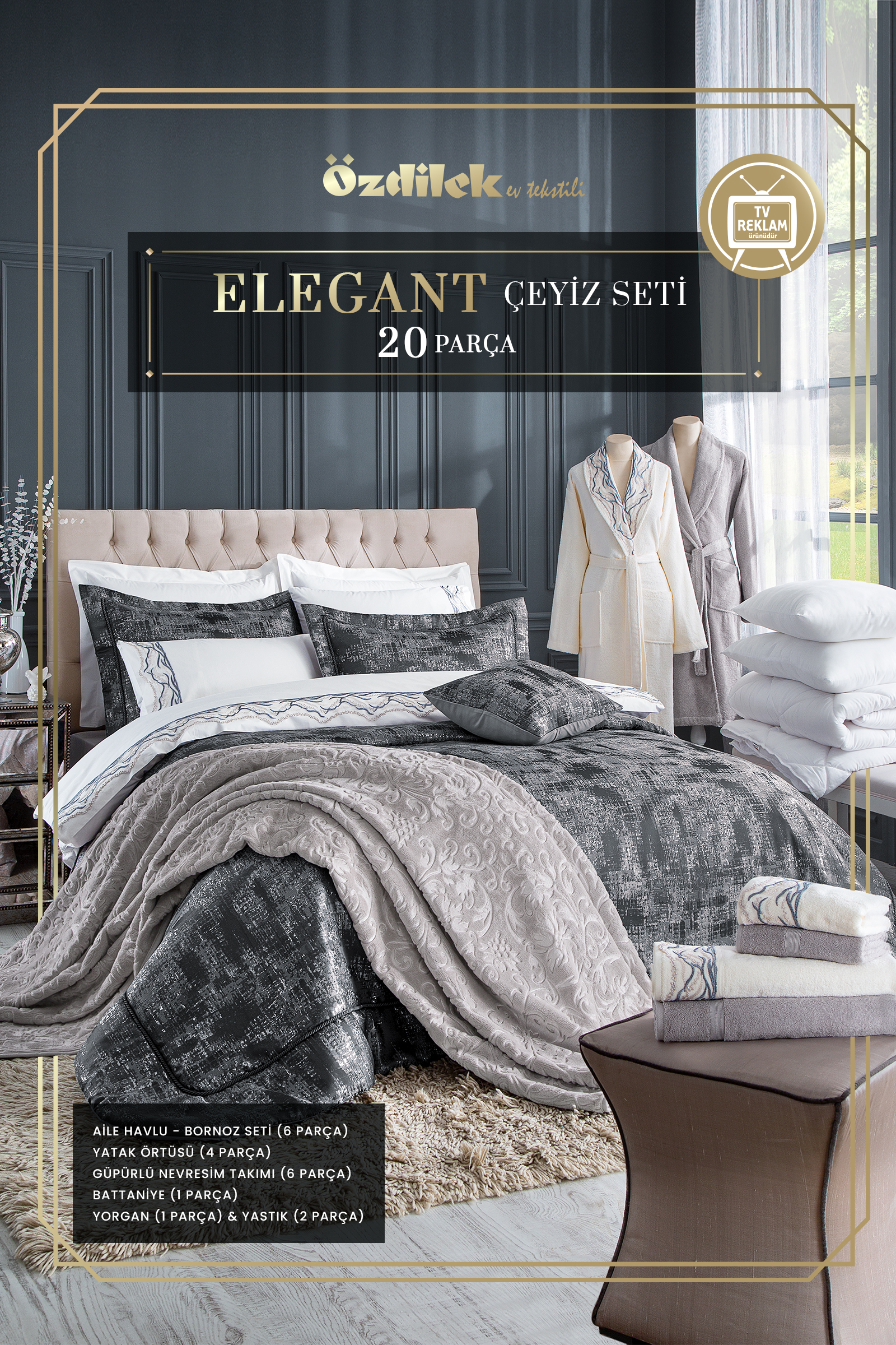 Özdilek Elegant Çift Kişilik Çeyiz Seti 20 Parça